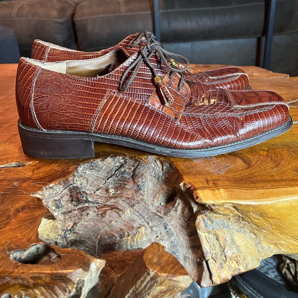 Stacy Adams Men’s Size 10 Genuine Snakeskin Leather Dress Shoes Tassel Lace-Up